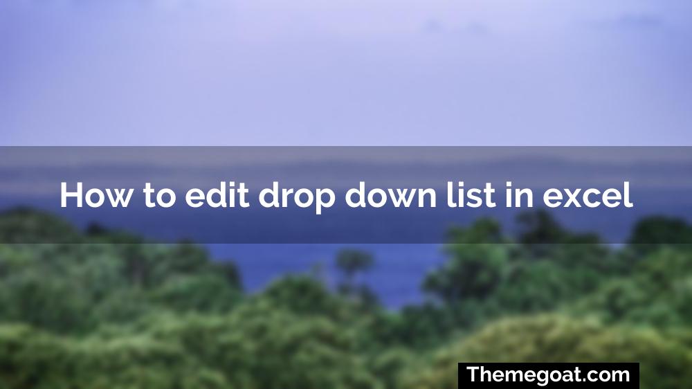 How to edit drop down list in excel